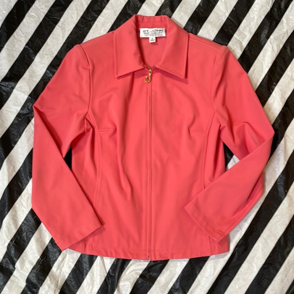 St John Collection Sz P Coral Zipfront Jacket